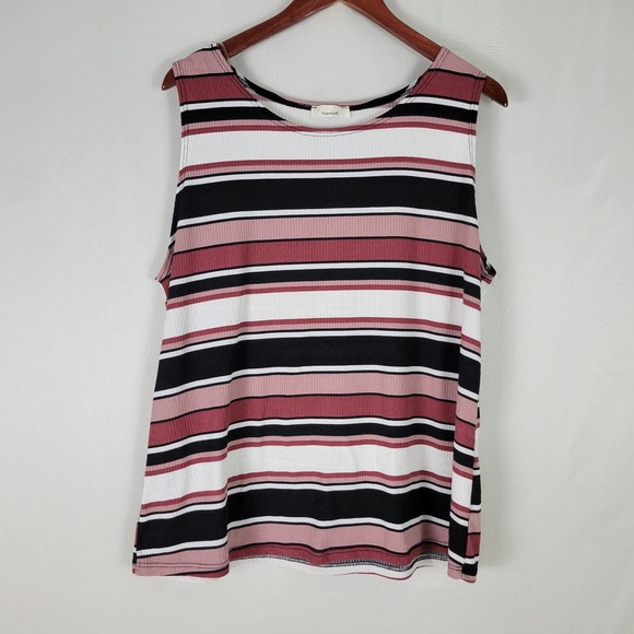 Teenbell Womens Shirt 2XL Top Multicolor Stripe Sleeveless Wide Strap Round Neck - Picture 1 of 8